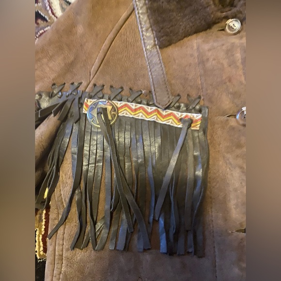 RARE Southwestern Fringe Shearling Sheepskin Coat - Picture 7 of 8